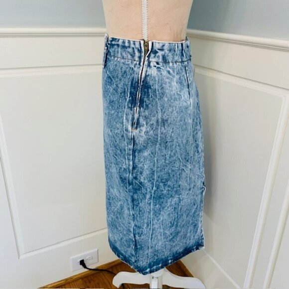 Bongo Contempo Casuals Vintage 80's Heavy Acid Wash High Rise Denim Skirt 27 - Picture 8 of 10